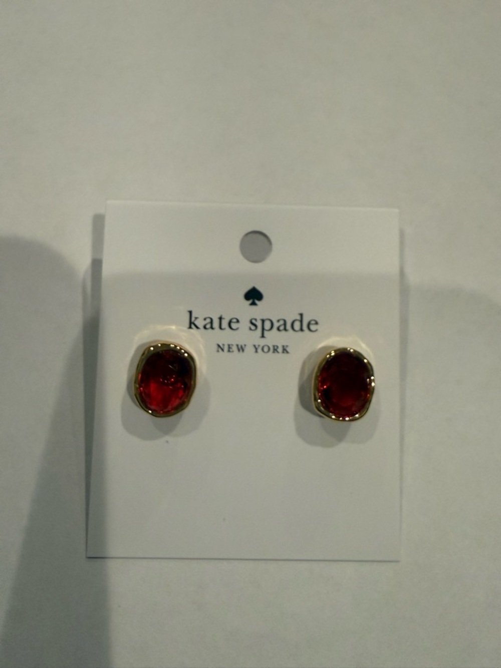 kate spade Gold-Tone Stud Earrings with Red Faceted Stones